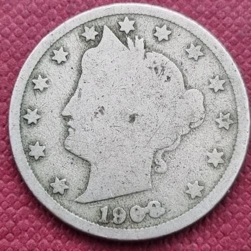 1908/9 RPD-002 overdate Liberty nickel date close-up showing underlying 9 beneath the final 8